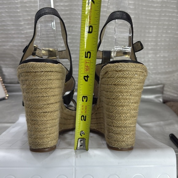 (W4) MICHAEL Michael Kors Black Wedge Sandals Espadrille 'Aubrey Charm, siz/8.5 - Picture 6 of 12